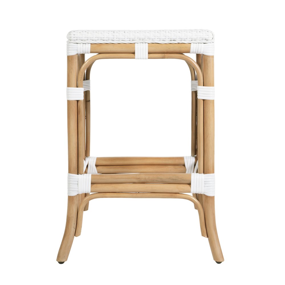 Laguna 24.5 in. Seat Height Rattan Counter Stool, Smooth White. Picture 5