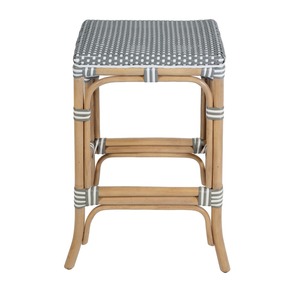 Laguna 24.5 in. Seat Height Rattan Counter Stool, Gray and White. Picture 4
