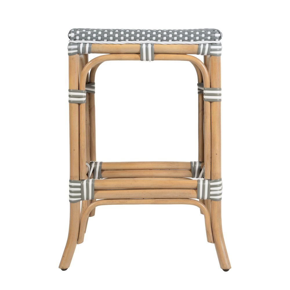 Laguna 24.5 in. Seat Height Rattan Counter Stool, Gray and White. Picture 5