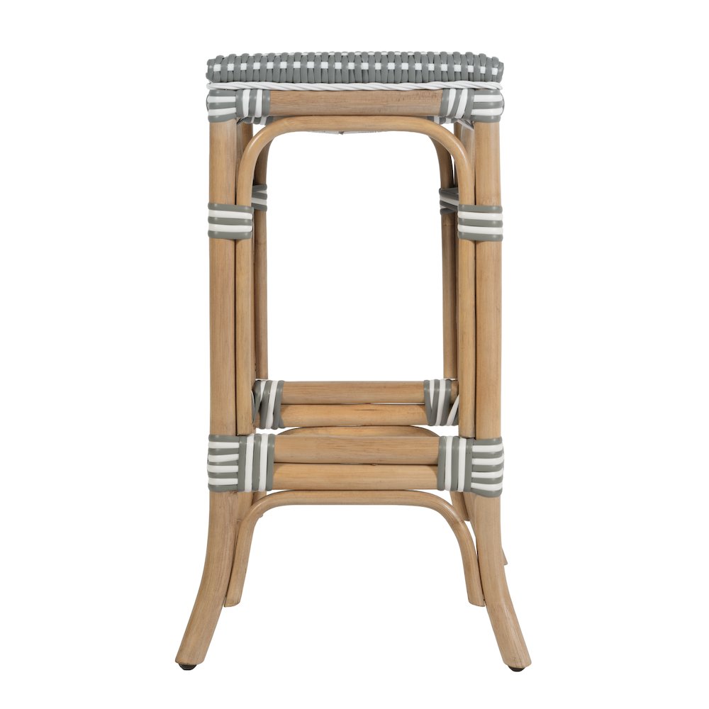 Laguna 24.5 in. Seat Height Rattan Counter Stool, Gray and White. Picture 6