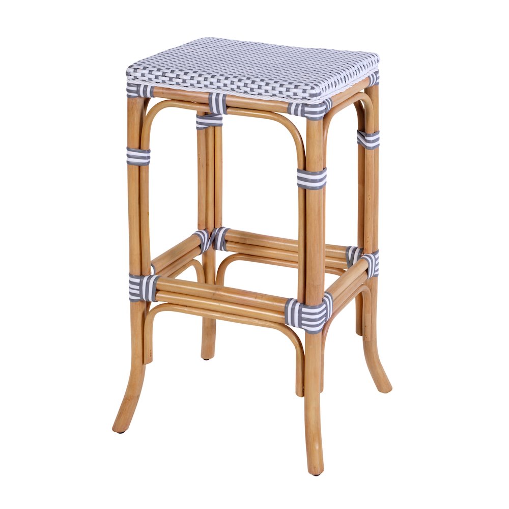 Laguna 30.5 in. Seat Height Rectangular Rattan Backless Bar Stool White and Gray. Picture 1