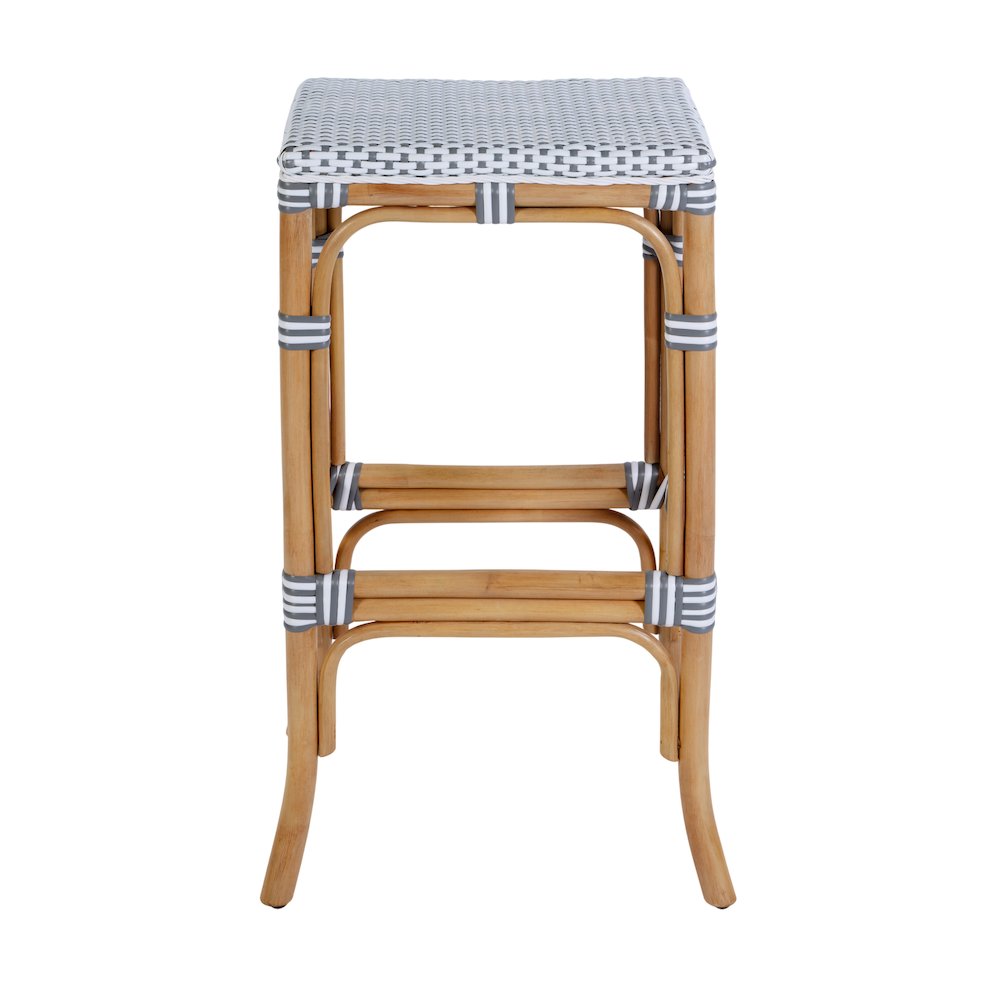 Laguna 30.5 in. Seat Height Rectangular Rattan Backless Bar Stool White and Gray. Picture 4
