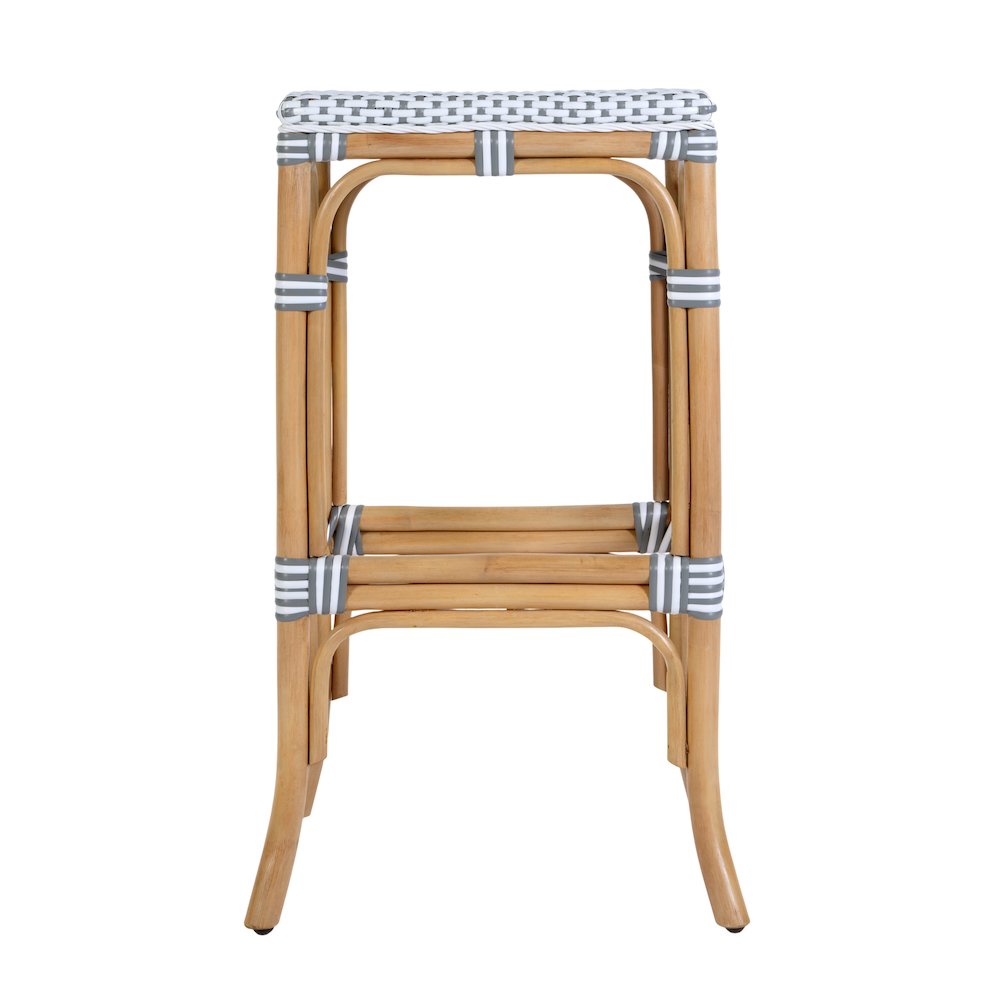 Laguna 30.5 in. Seat Height Rectangular Rattan Backless Bar Stool White and Gray. Picture 5