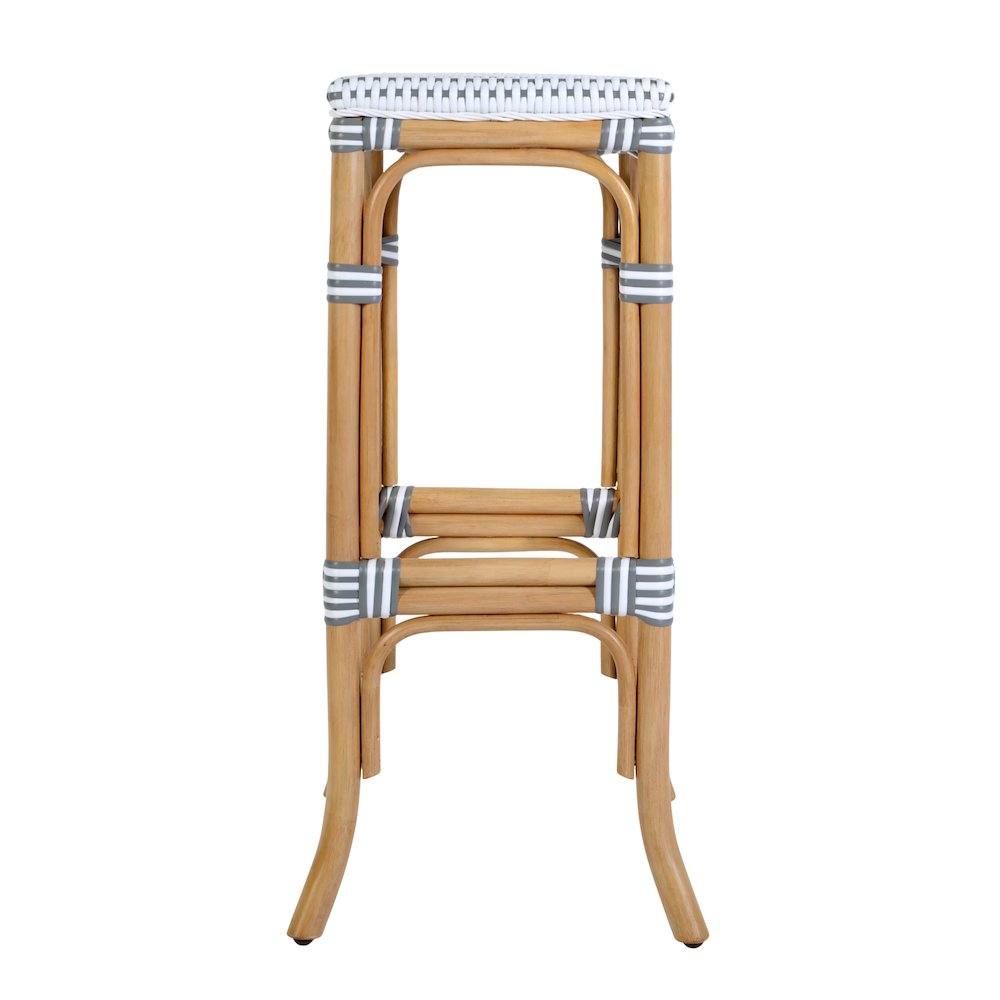 Laguna 30.5 in. Seat Height Rectangular Rattan Backless Bar Stool White and Gray. Picture 6