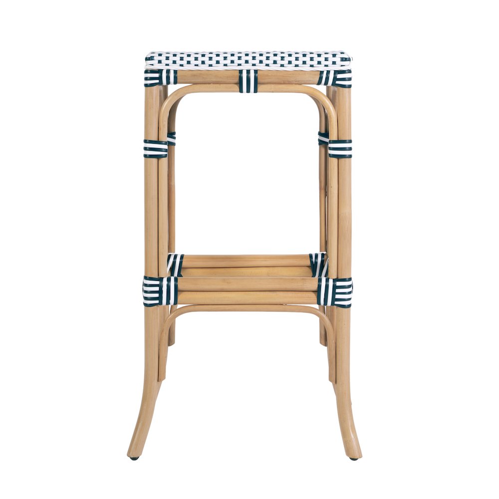Laguna 30.5 in. Seat Height Rectangular Rattan Backless Bar Stool White and Navy. Picture 5