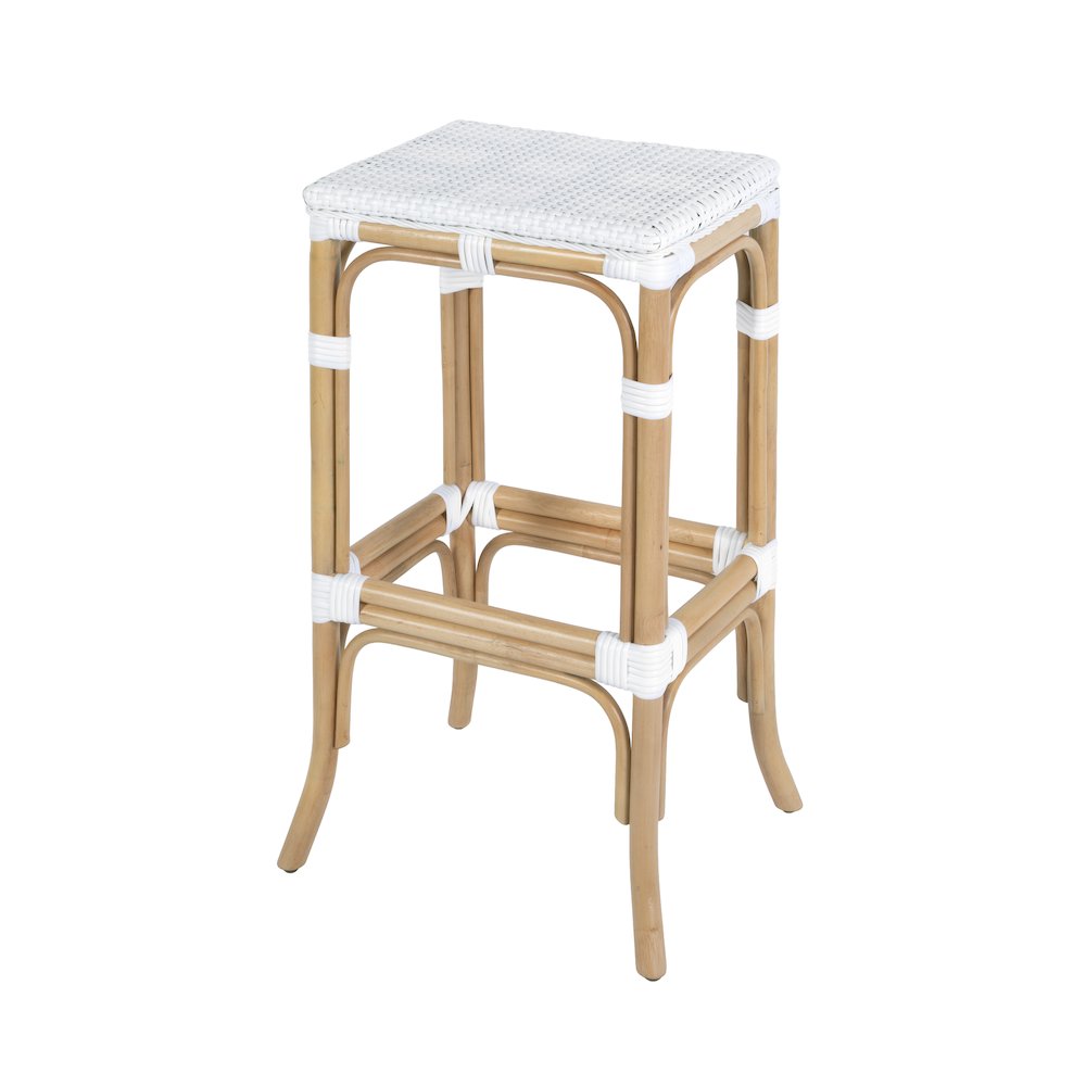 Laguna 30.5 in. Seat Height Rectangular Rattan Backless Bar Stool, Smooth White. Picture 1