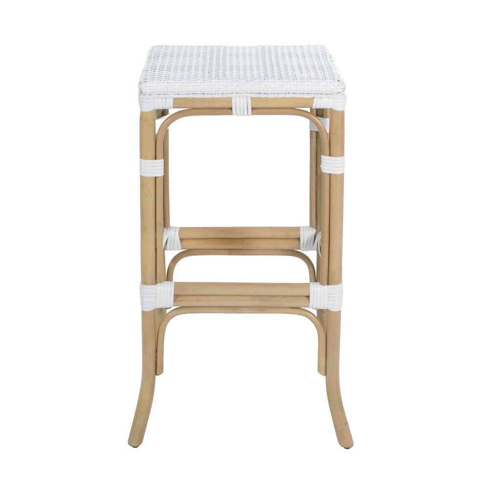 Laguna 30.5 in. Seat Height Rectangular Rattan Backless Bar Stool, Smooth White. Picture 4