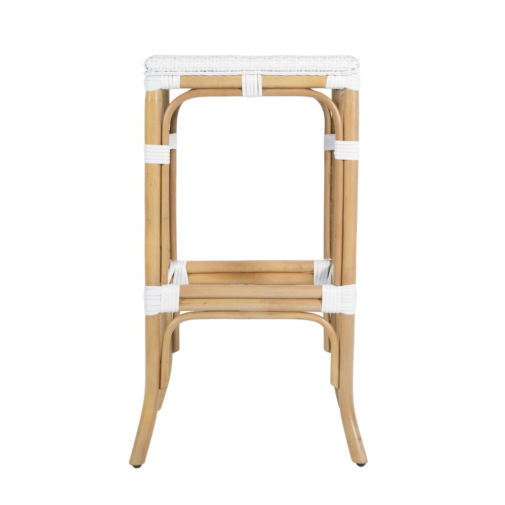 Laguna 30.5 in. Seat Height Rectangular Rattan Backless Bar Stool, Smooth White. Picture 5