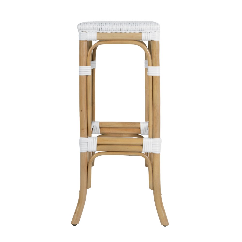 Laguna 30.5 in. Seat Height Rectangular Rattan Backless Bar Stool, Smooth White. Picture 6