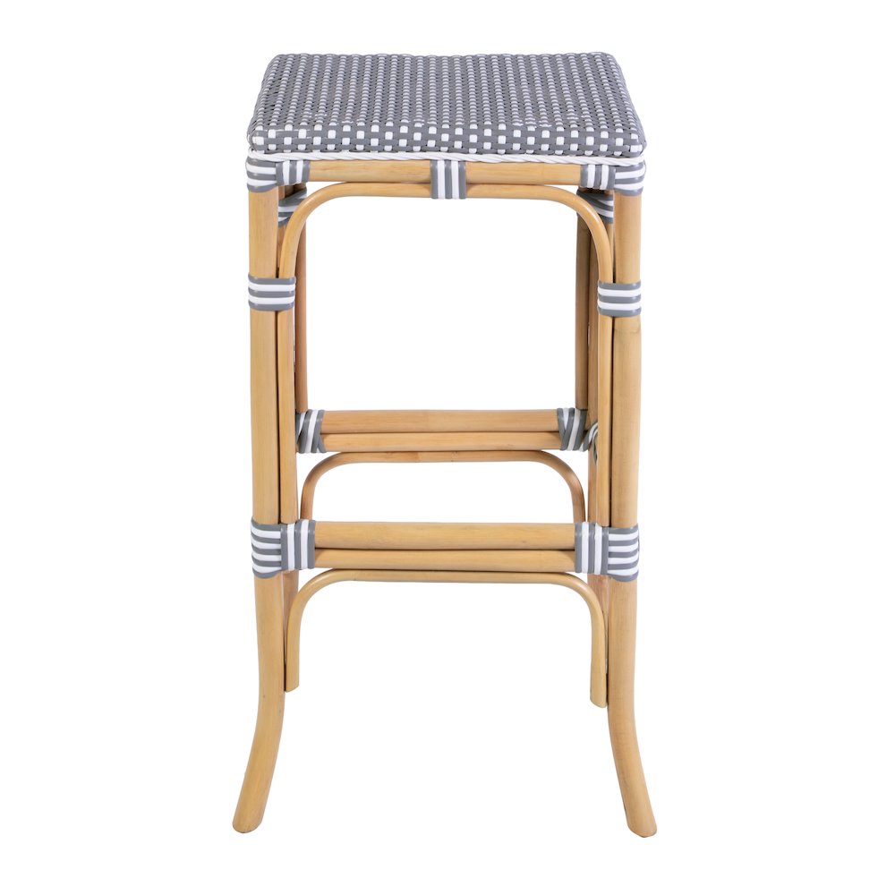 Laguna 30.5 in. Seat Height Rectangular Rattan Backless Bar Stool Gray and White. Picture 4