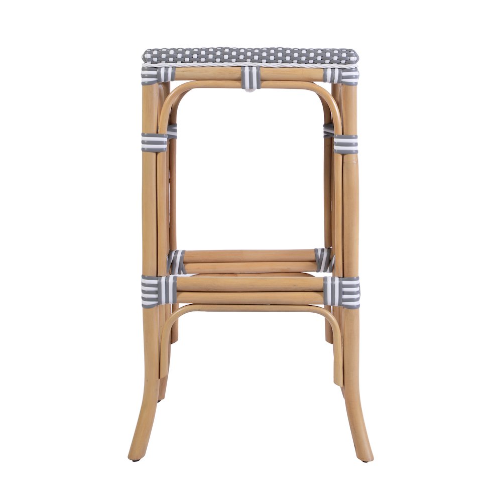 Laguna 30.5 in. Seat Height Rectangular Rattan Backless Bar Stool Gray and White. Picture 5