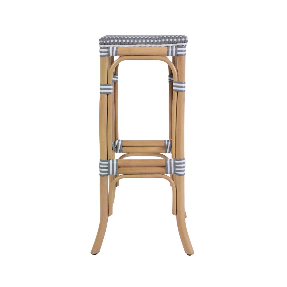 Laguna 30.5 in. Seat Height Rectangular Rattan Backless Bar Stool Gray and White. Picture 6