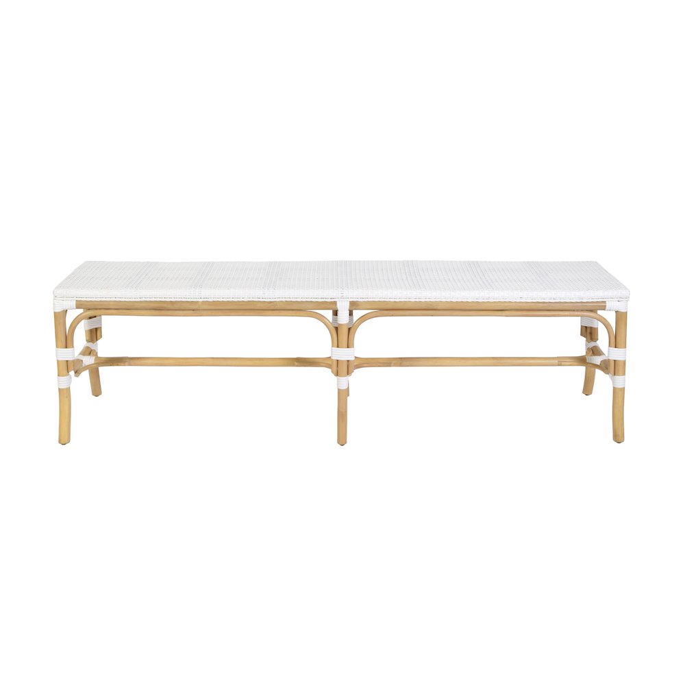 Laguna 66.5 in. W Rectangular Rattan Backless Accent Bench, Smooth White. Picture 4