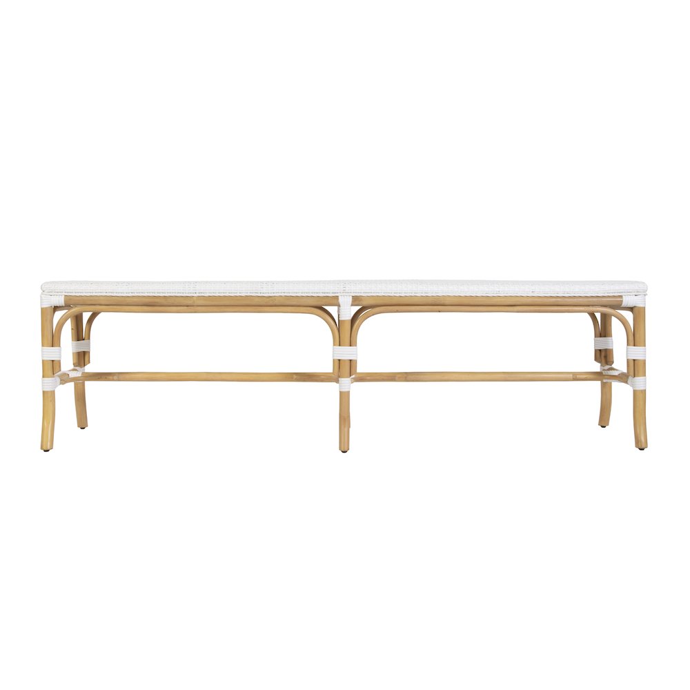 Laguna 66.5 in. W Rectangular Rattan Backless Accent Bench, Smooth White. Picture 5