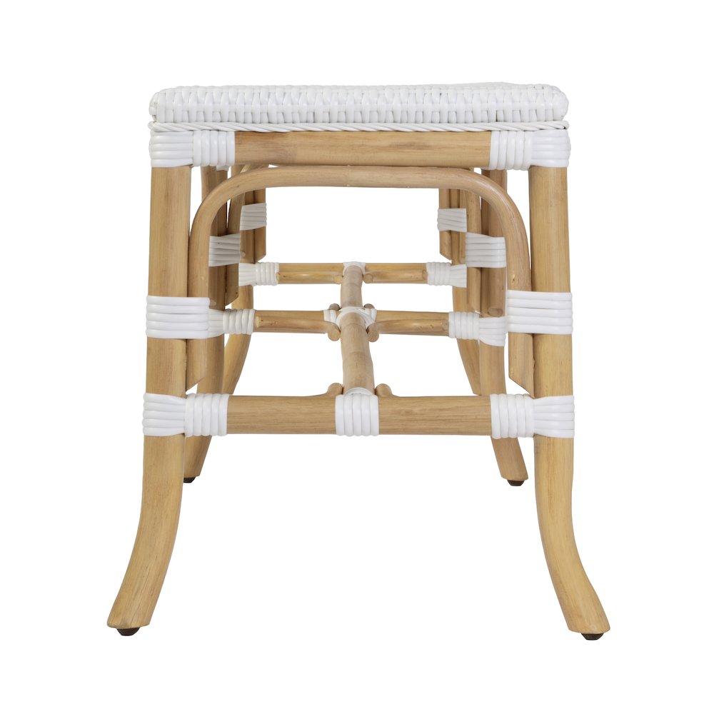 Laguna 66.5 in. W Rectangular Rattan Backless Accent Bench, Smooth White. Picture 6