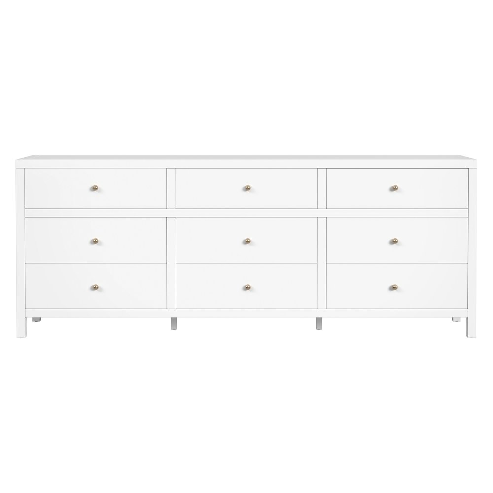 Nora 84 in. W Rectangular Wood 9 Drawer Dresser, Smooth White. Picture 4