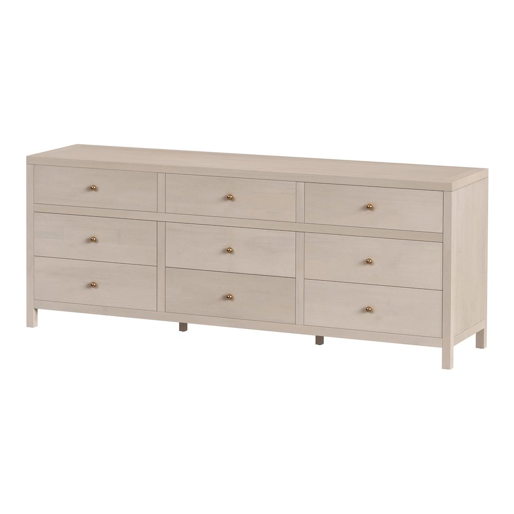 Nora 84 in. W Rectangular Wood 9 Drawer Dresser, Taupe. Picture 1