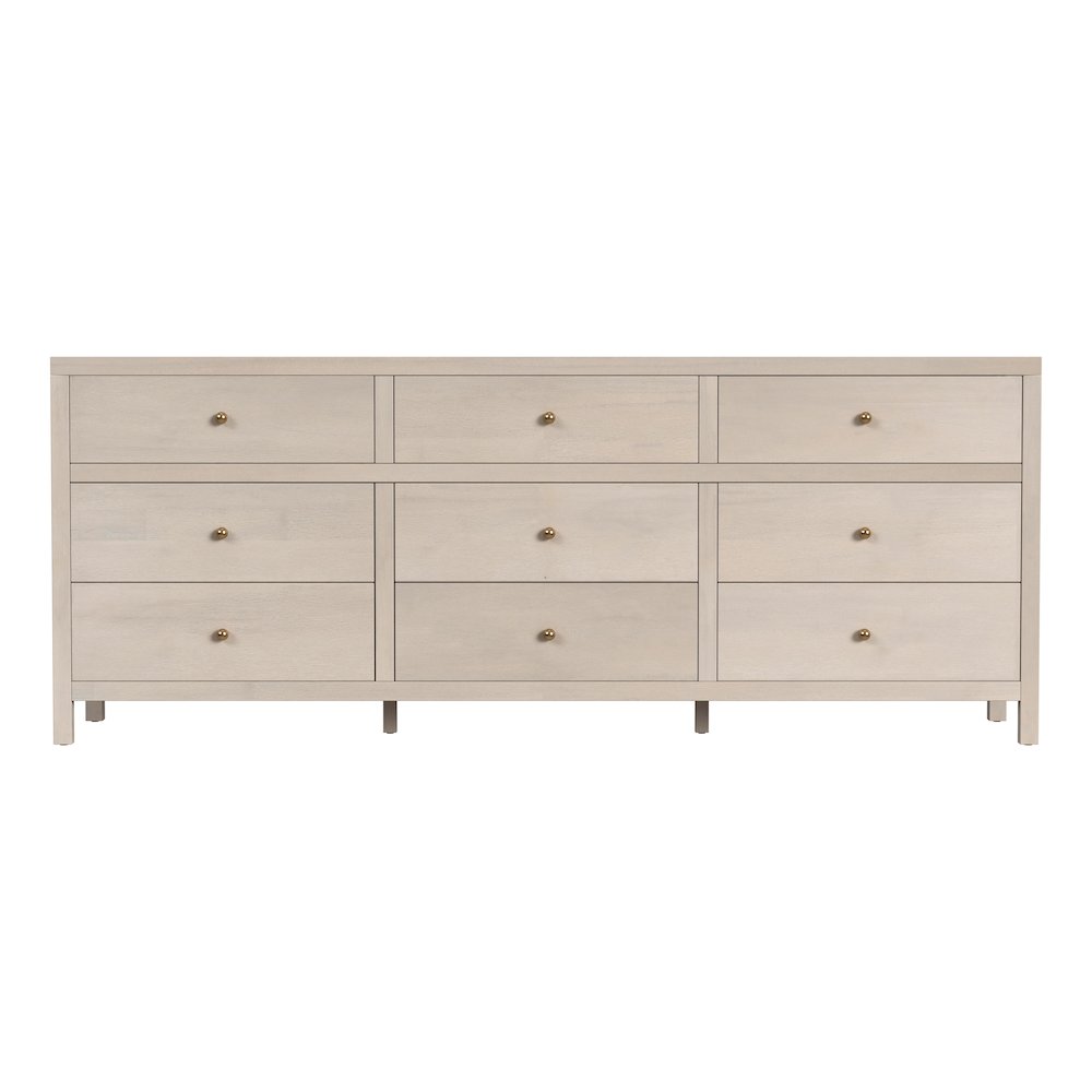 Nora 84 in. W Rectangular Wood 9 Drawer Dresser, Taupe. Picture 4
