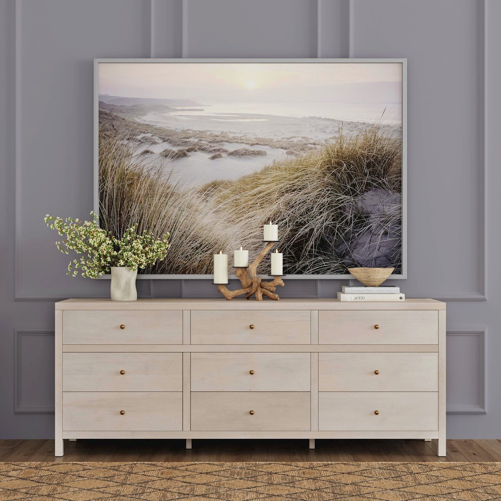 Nora 84 in. W Rectangular Wood 9 Drawer Dresser, Taupe. Picture 2
