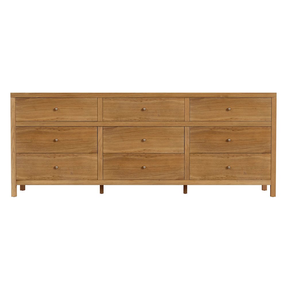 Nora 84 in. W Rectangular Wood 9 Drawer Dresser, Natural. Picture 4