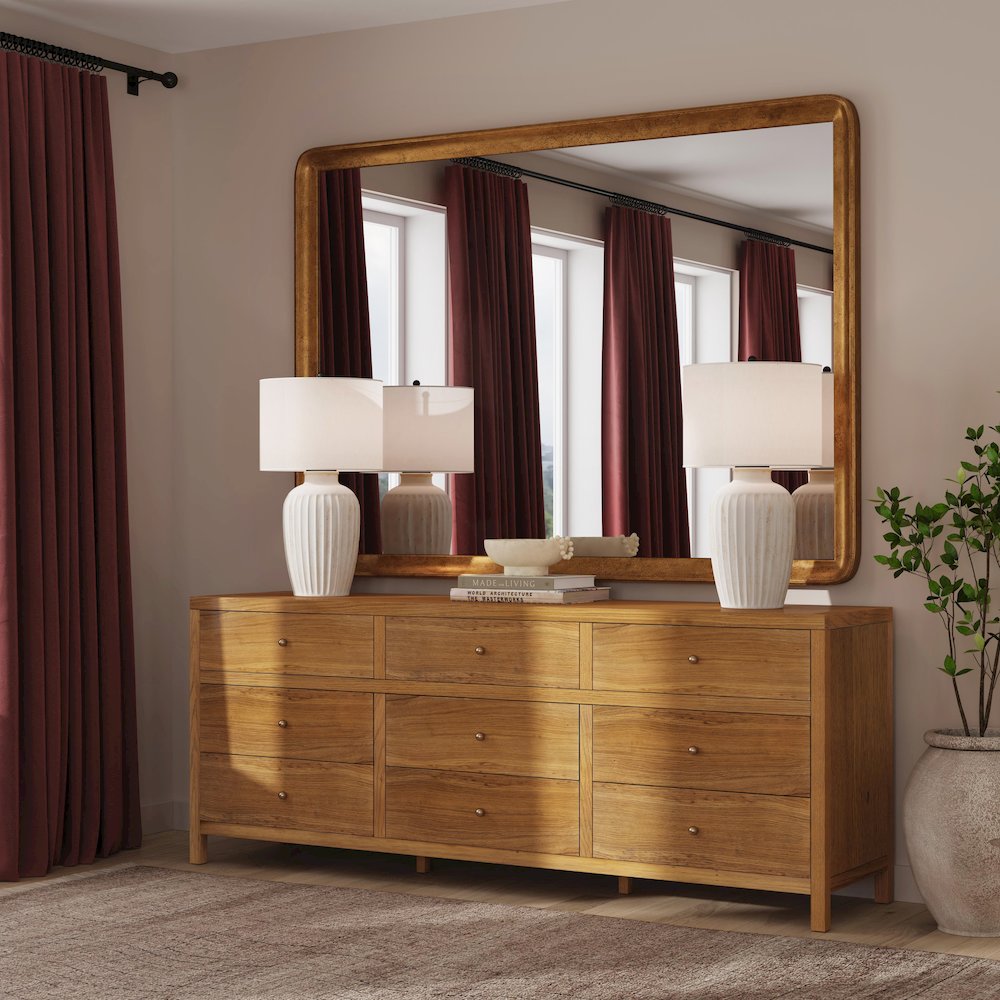 Nora 84 in. W Rectangular Wood 9 Drawer Dresser, Natural. Picture 2