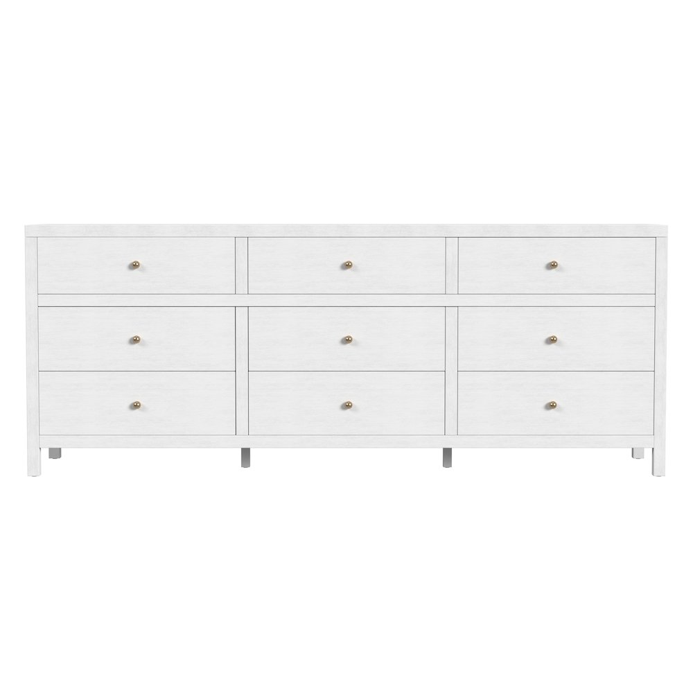 Nora 84 in. W Rectangular Wood 9 Drawer Dresser, White. Picture 4