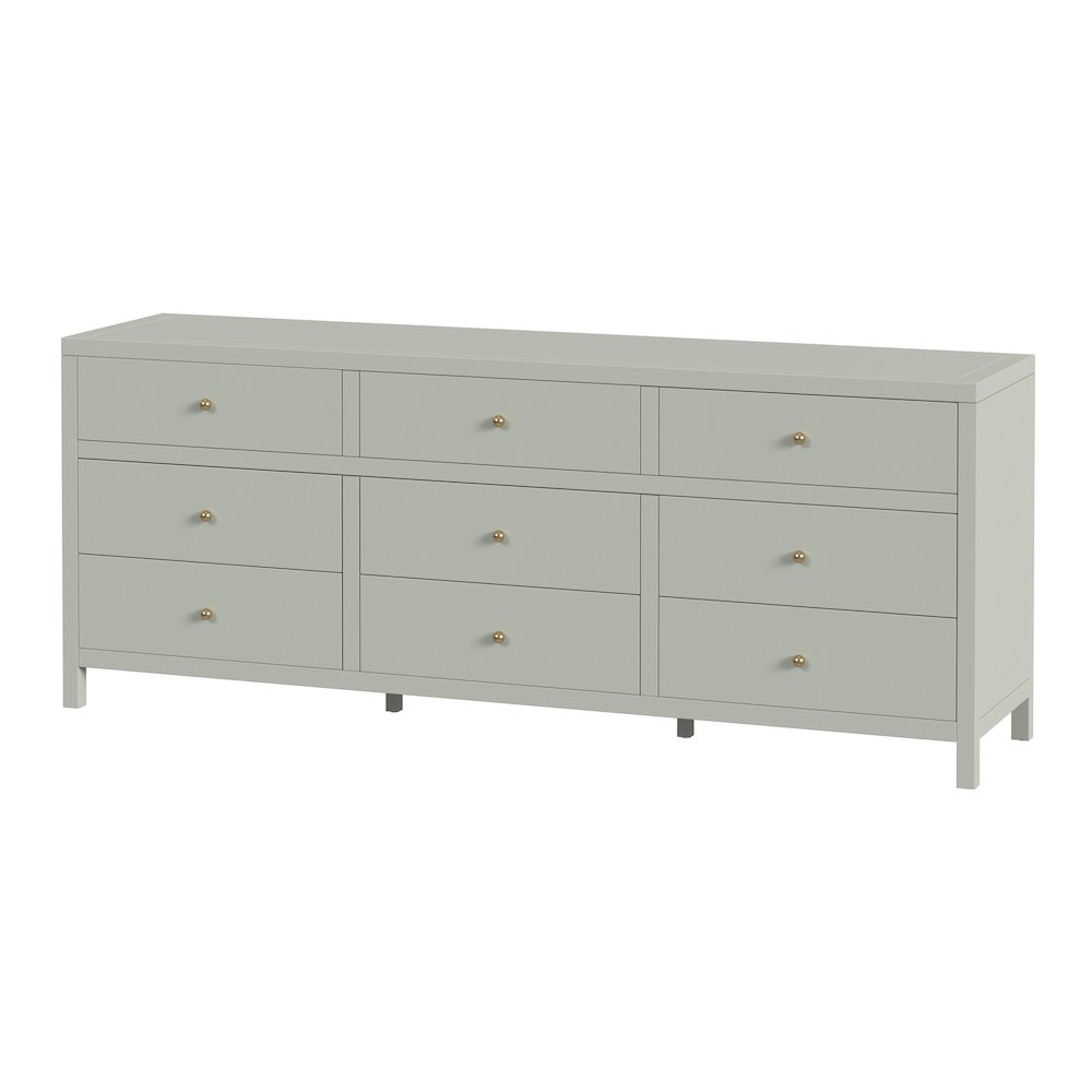 Nora 84 in. W Rectangular Wood 9 Drawer Dresser, Sage Green. Picture 1
