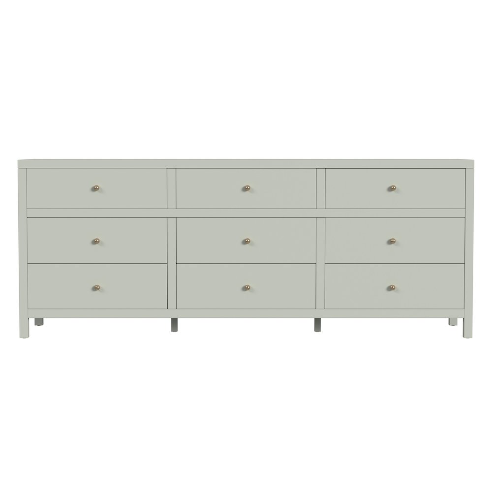 Nora 84 in. W Rectangular Wood 9 Drawer Dresser, Sage Green. Picture 4
