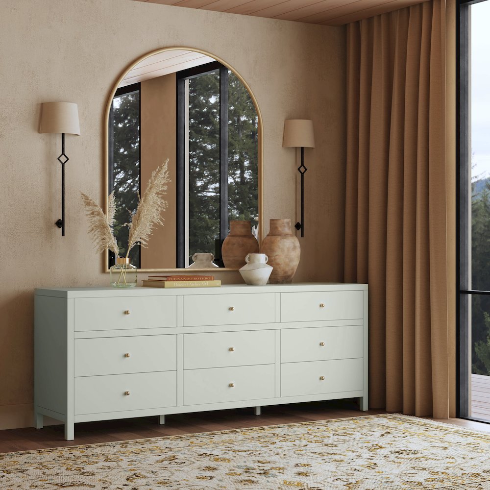 Nora 84 in. W Rectangular Wood 9 Drawer Dresser, Sage Green. Picture 2