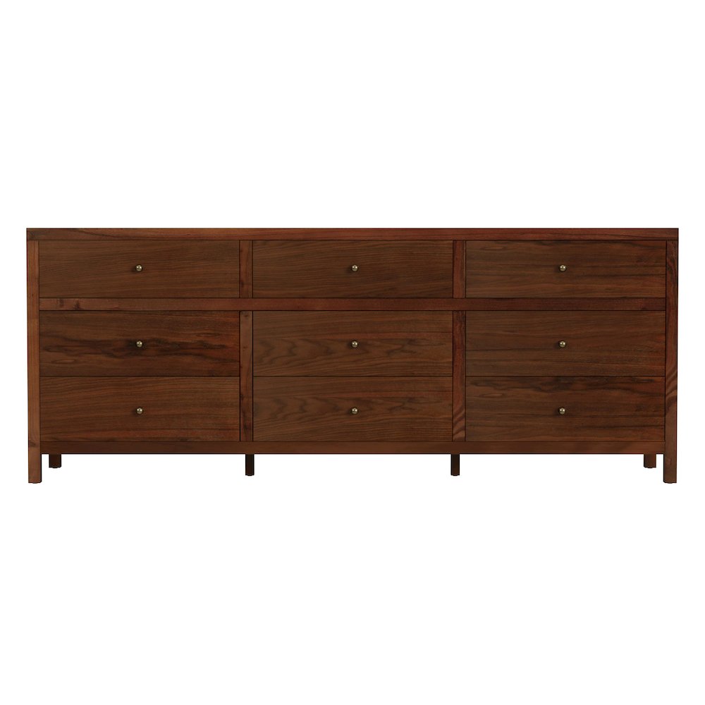 Nora 84 in. W Rectangular Wood 9 Drawer Dresser, Walnut. Picture 3