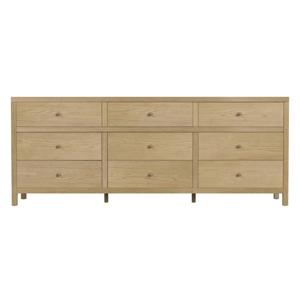 Nora 84 in. W Rectangular Wood 9 Drawer Dresser, Light Brown. Picture 4