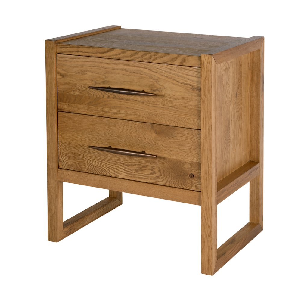Oakley 25 in. W Rectangular Wood 2 Drawer Nightstand, Light Brown, Natural. Picture 1