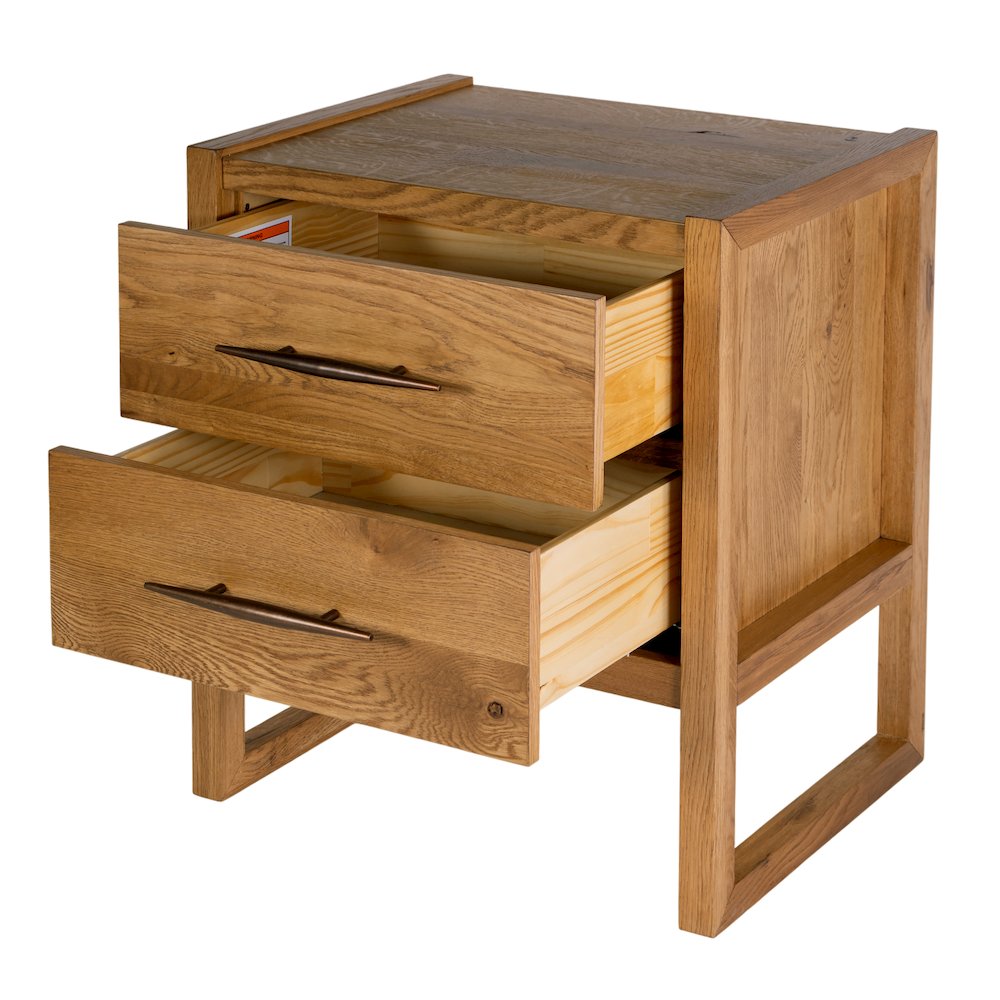 Oakley 25 in. W Rectangular Wood 2 Drawer Nightstand, Light Brown, Natural. Picture 4