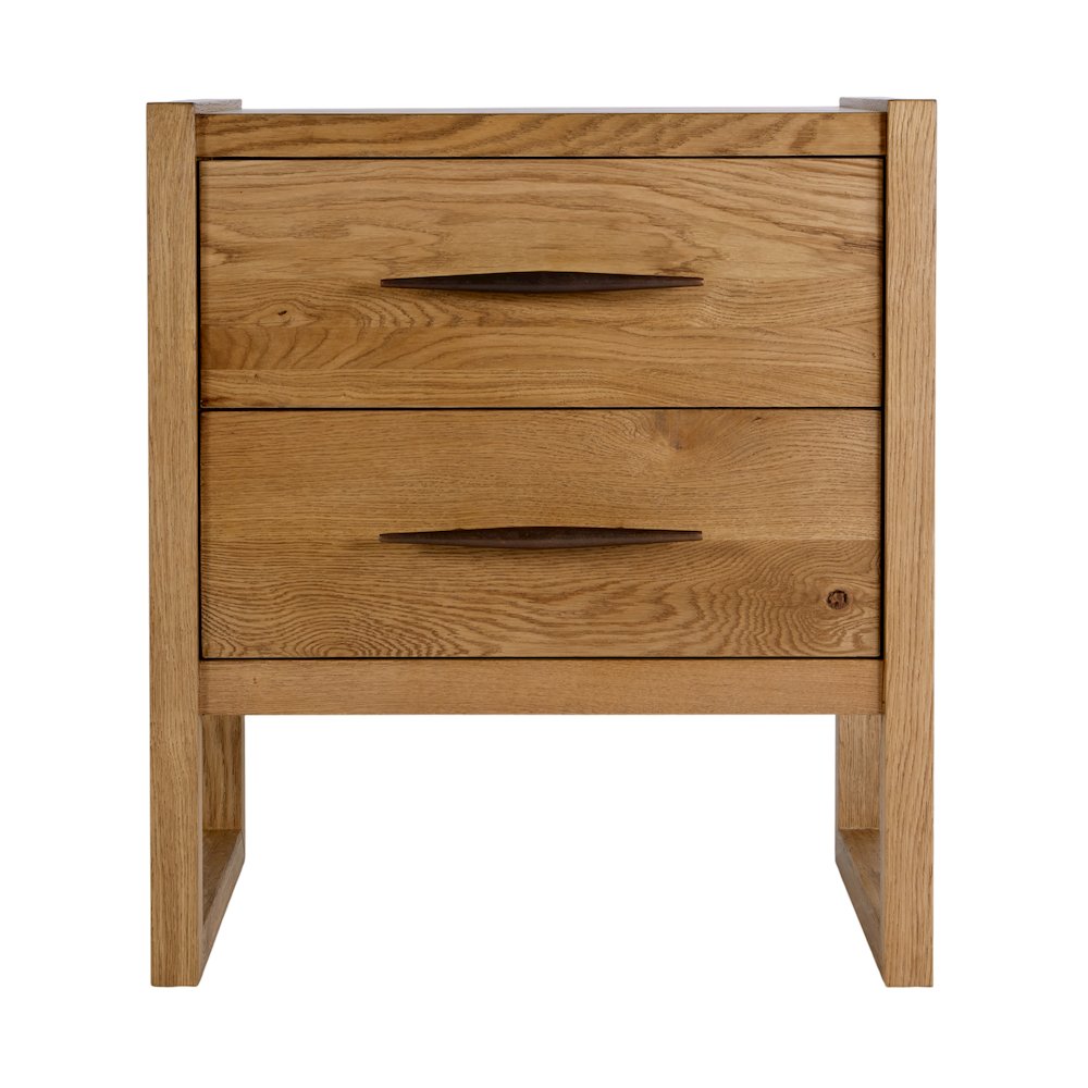 Oakley 25 in. W Rectangular Wood 2 Drawer Nightstand, Light Brown, Natural. Picture 5