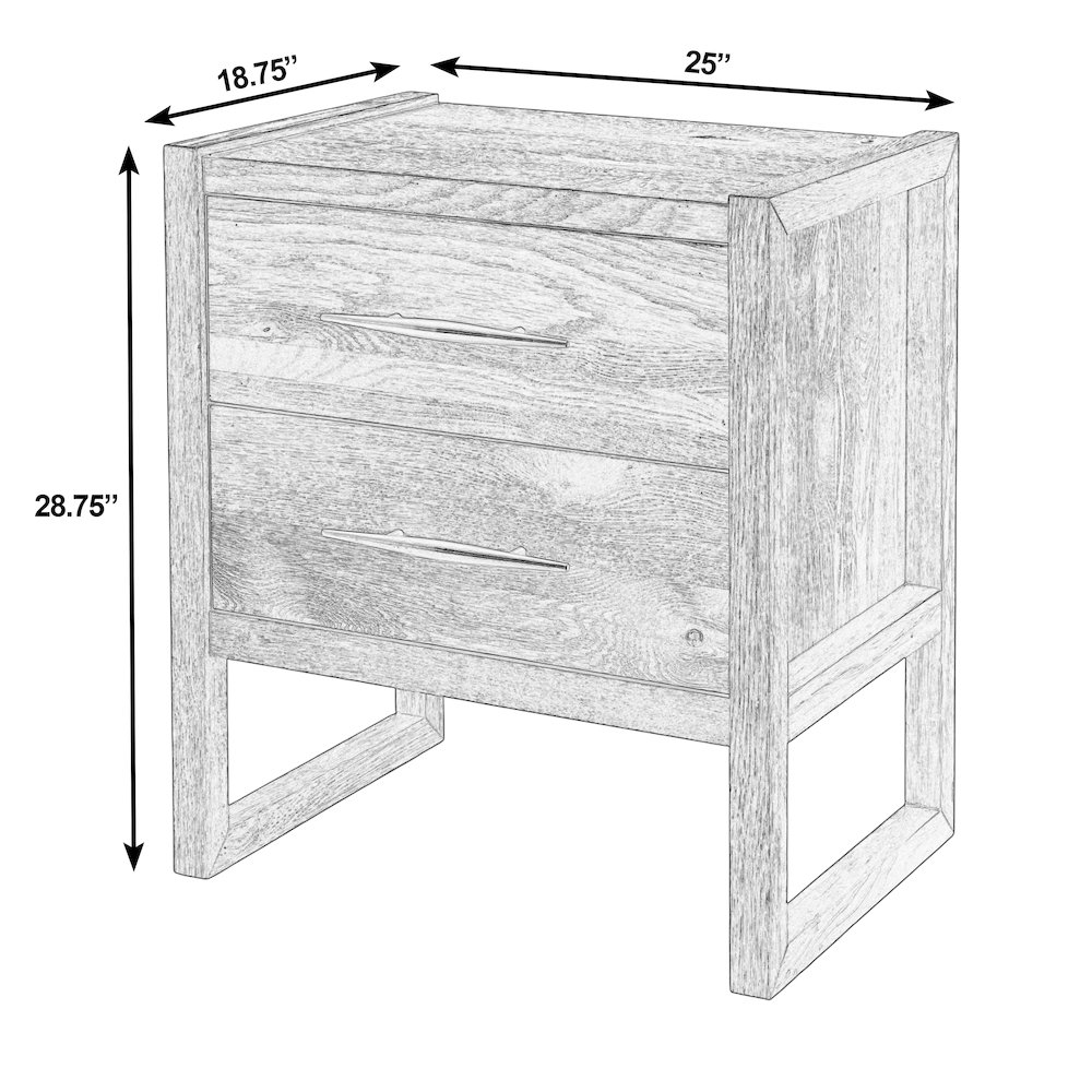 Oakley 25 in. W Rectangular Wood 2 Drawer Nightstand, Light Brown, Natural. Picture 3