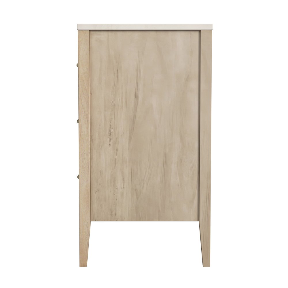 Averly 32.75 in. W Marble and Wood 3 Drawer Chest, Light Brown. Picture 5