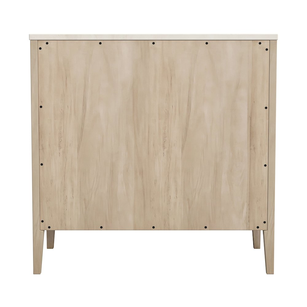 Averly 32.75 in. W Marble and Wood 3 Drawer Chest, Light Brown. Picture 6
