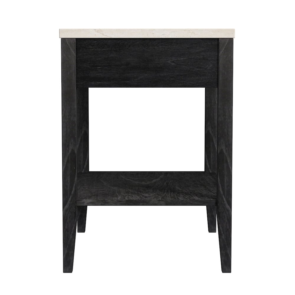 Averly 22"W Marble Top 1 Drawer Nightstand with Shelf, Black. Picture 5
