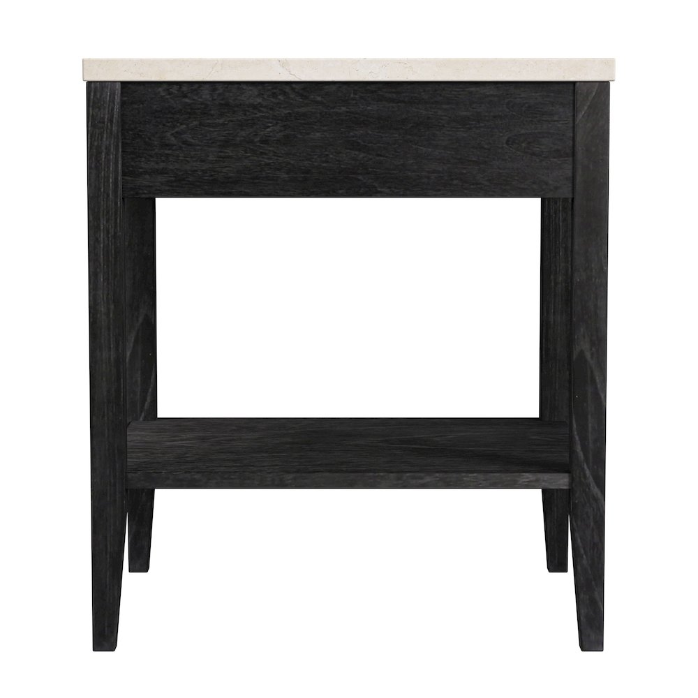 Averly 22"W Marble Top 1 Drawer Nightstand with Shelf, Black. Picture 6