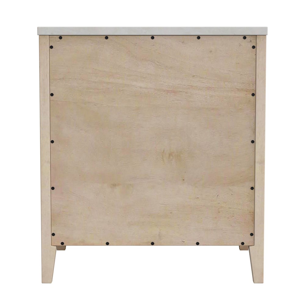 Averly 22"W Marble Top 2 Drawer Nightstand with Shelf, Light Brown. Picture 6