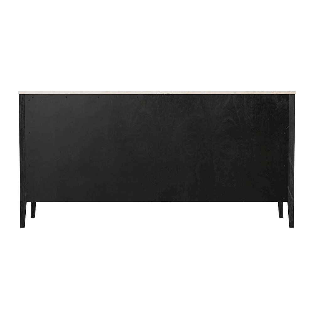 Averly 64"W Rectangular Marble Top 6 Drawer Dresser, Black. Picture 6