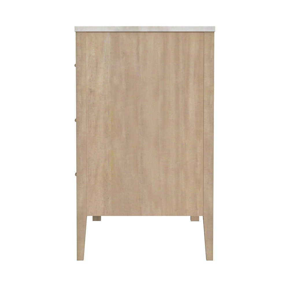 Averly 64"W Rectangular Marble Top 6 Drawer Dresser, Light Brown. Picture 5