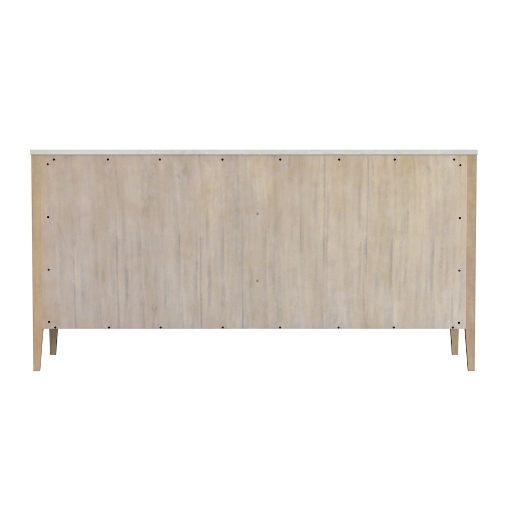 Averly 64"W Rectangular Marble Top 6 Drawer Dresser, Light Brown. Picture 6