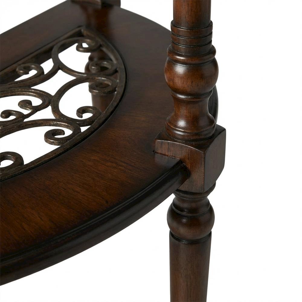Demilune Console Table with Distressed Finish, Traditional Entryway Accent. Picture 7