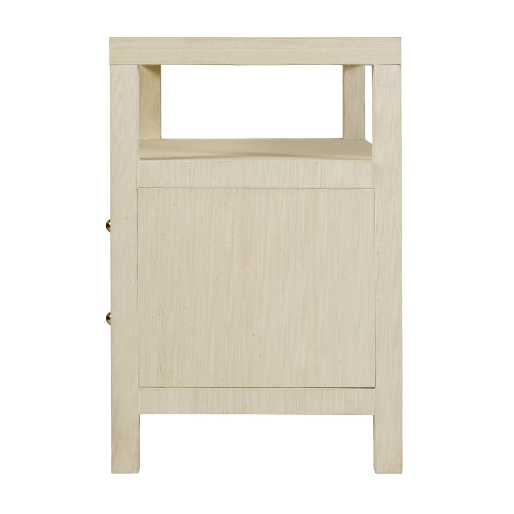 Nora 28 in. W Raffia 2 Drawer Nightstand with Top Open Shelf, Beige. Picture 6