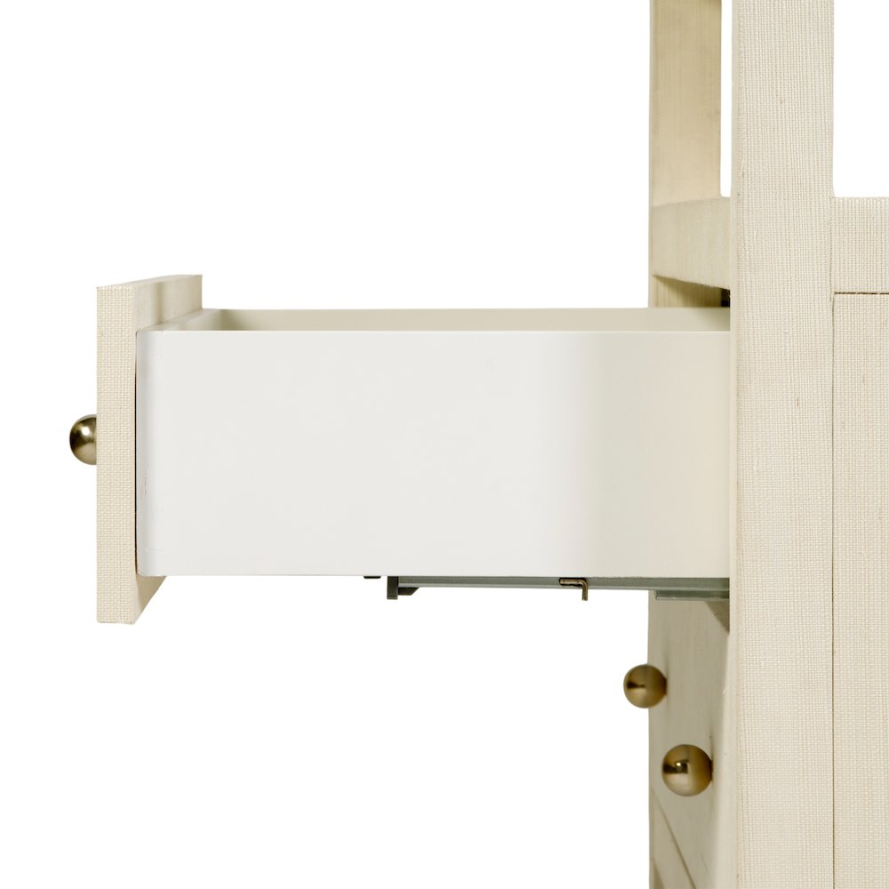 Nora 28 in. W Raffia 2 Drawer Nightstand with Top Open Shelf, Beige. Picture 7