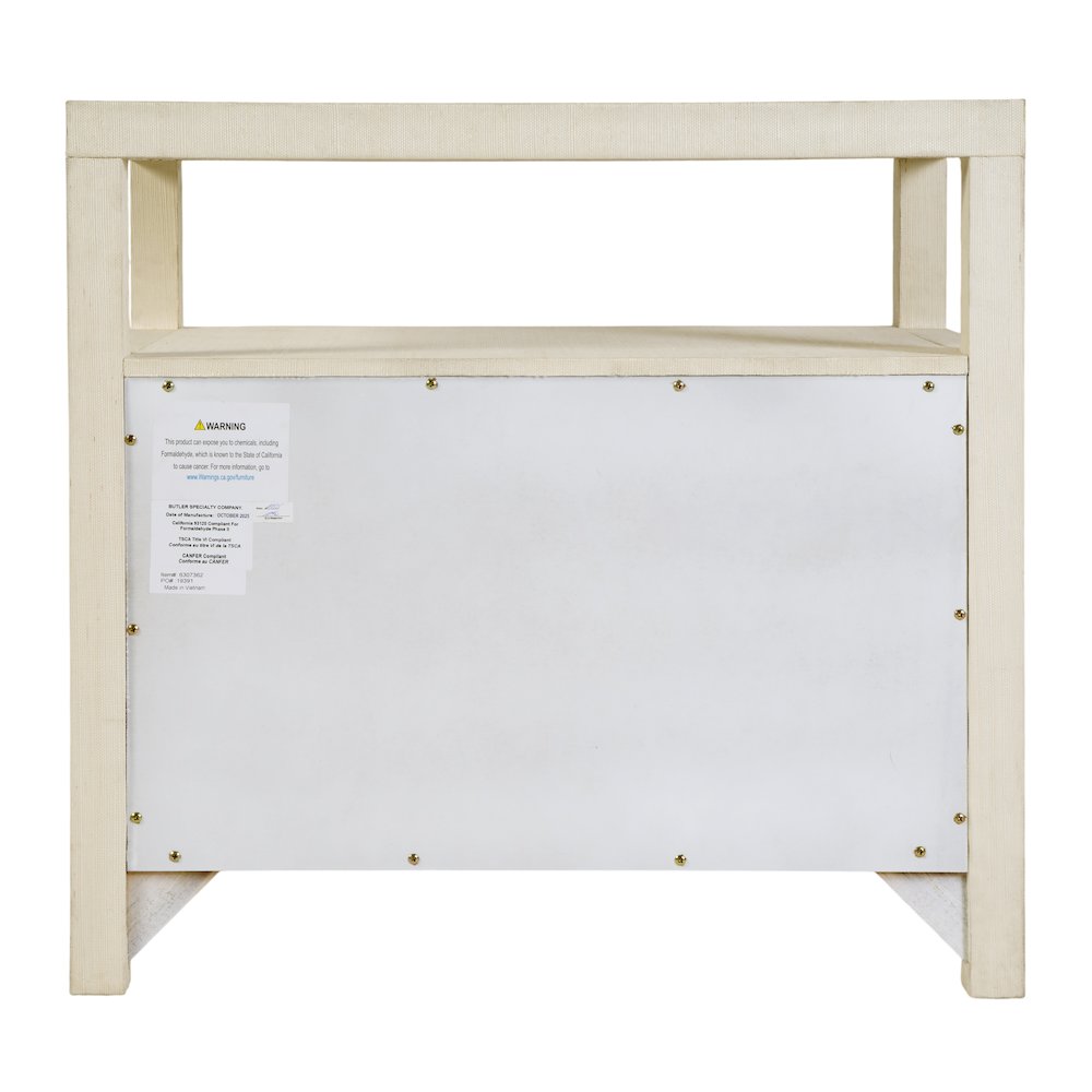 Nora 28 in. W Raffia 2 Drawer Nightstand with Top Open Shelf, Beige. Picture 8