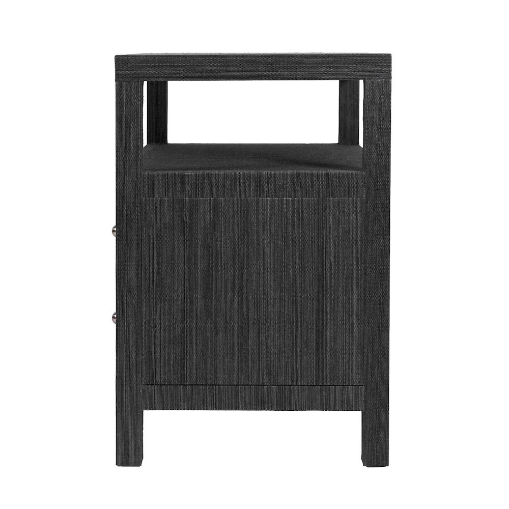 Nora 28 in. W Raffia 2 Drawer Nightstand with Top Open Shelf, Gray. Picture 7