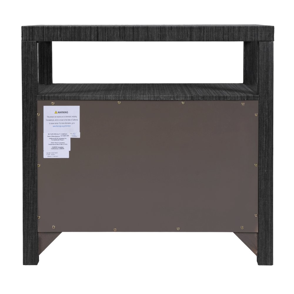 Nora 28 in. W Raffia 2 Drawer Nightstand with Top Open Shelf, Gray. Picture 8