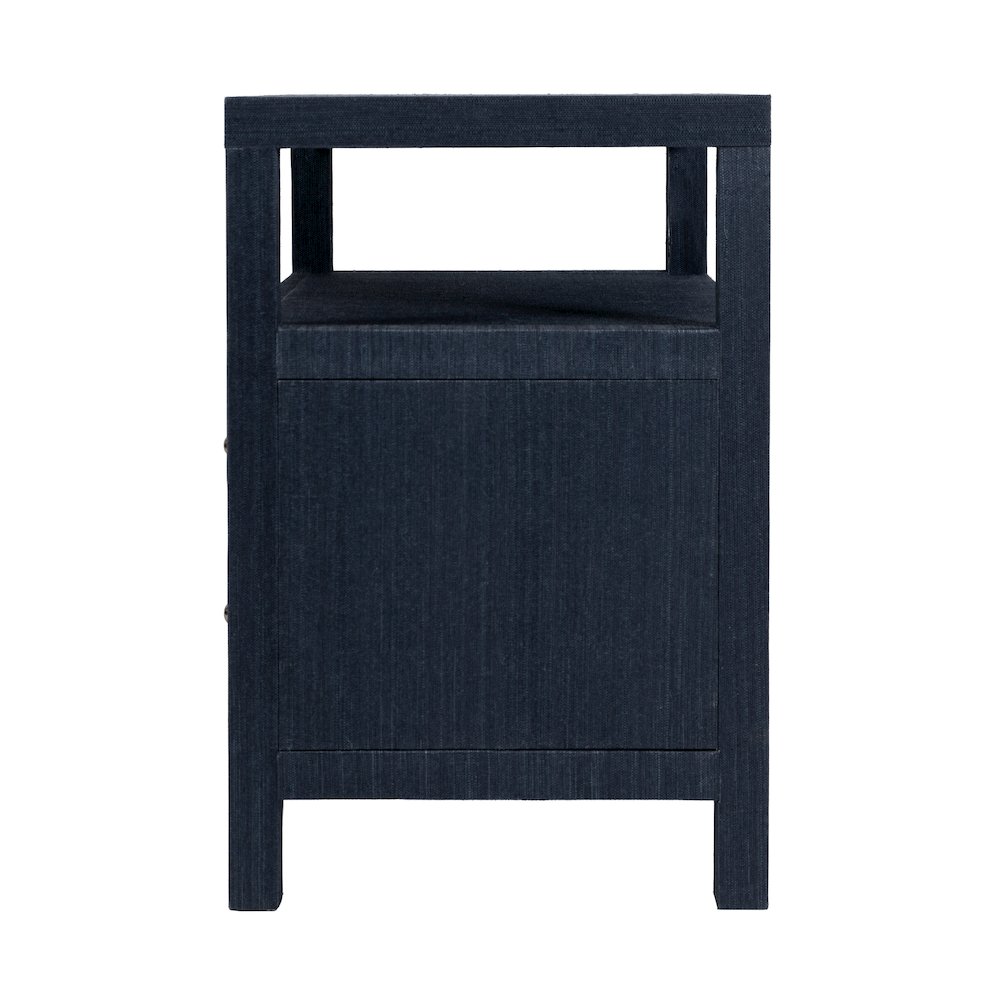 Nora 28 in. W Raffia 2 Drawer Nightstand with Top Open Shelf, Blue. Picture 7